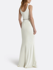 sleeveless gown with draped front and crystal waist – ELOISE