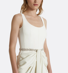 sleeveless gown with draped front and crystal waist – ELOISE