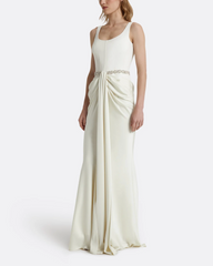 sleeveless gown with draped front and crystal waist – ELOISE