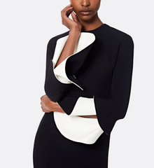 long-sleeve fishtail gown with contrast cuff flares – NOLED