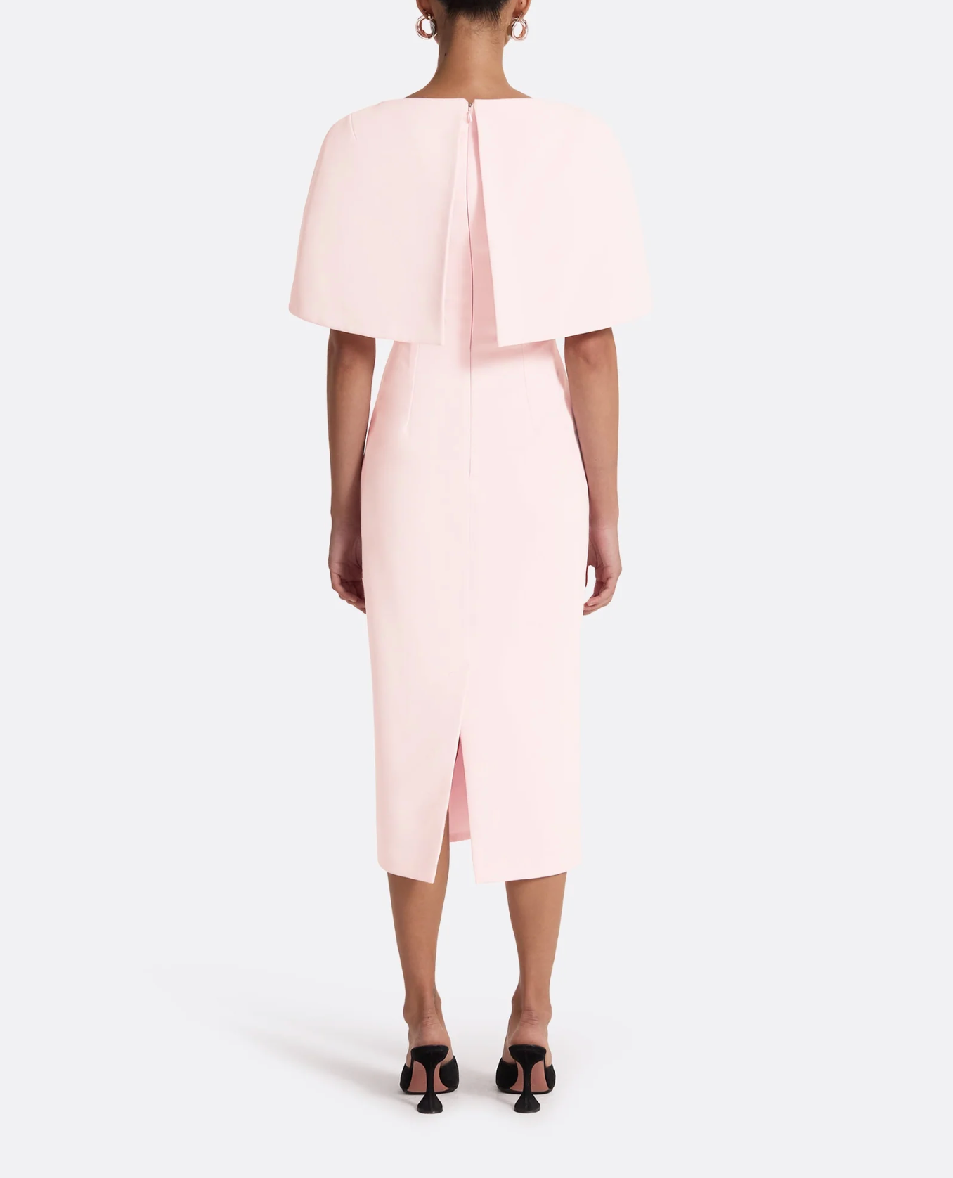 midi sheath dress with sculpted cape overlay – BLOSIE