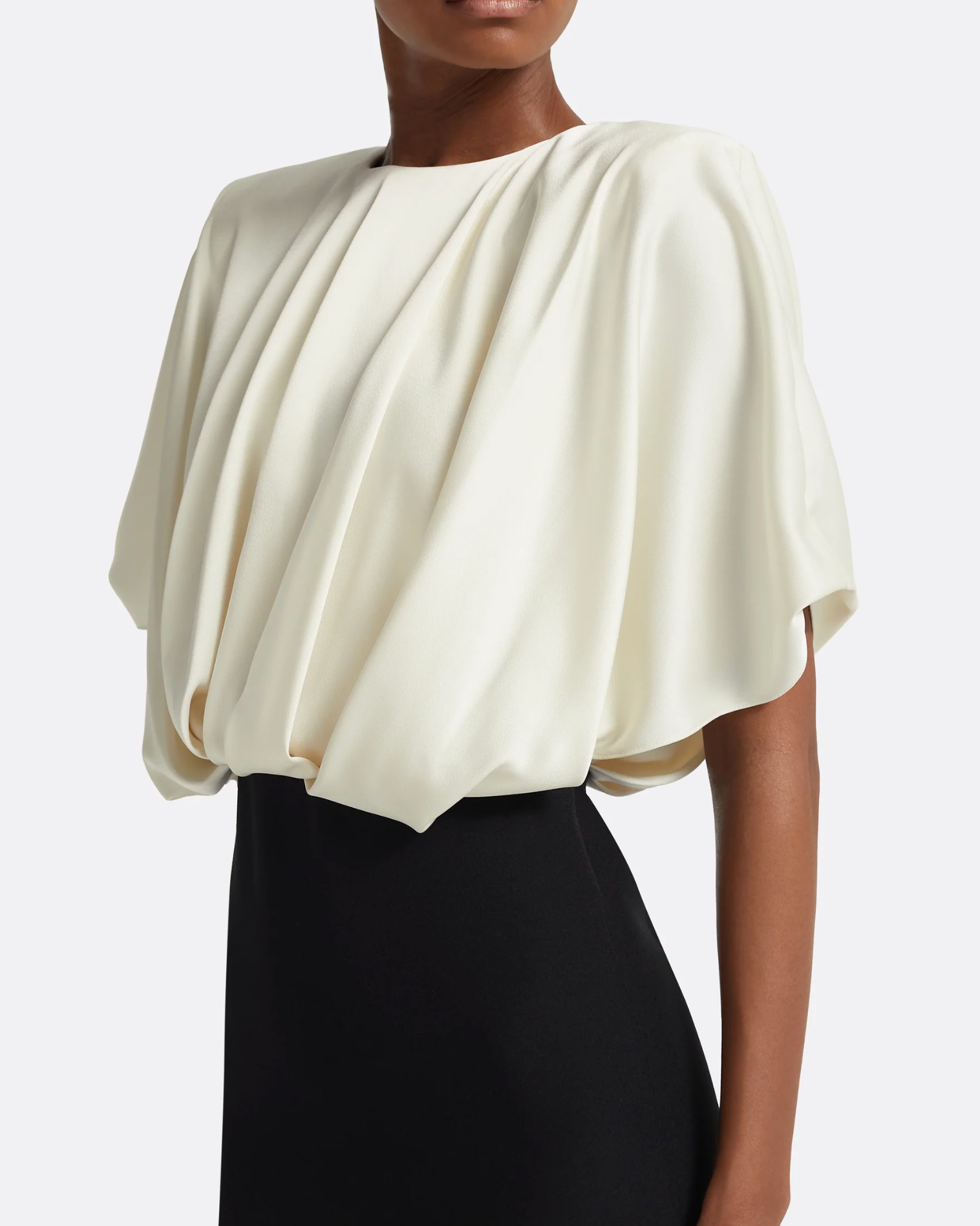 two-tone column gown with pleated blouson top – OPHELIA