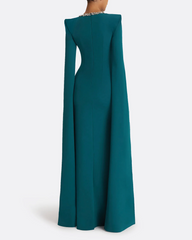 cape-sleeve gown with embellished neckline – EMERIALD