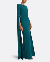 cape-sleeve gown with embellished neckline – EMERIALD