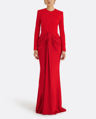 long-sleeve gown with front draped knot – RUBY
