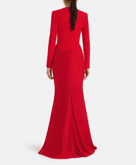 long-sleeve gown with front draped knot – RUBY