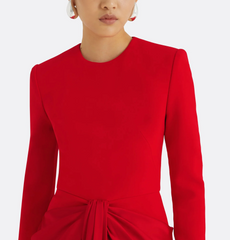 long-sleeve gown with front draped knot – RUBY