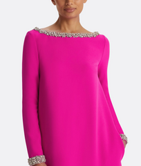 long-sleeve A-line gown with embellished neckline – FOUCE