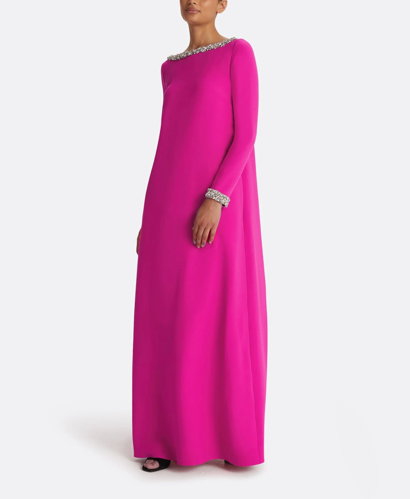 long-sleeve A-line gown with embellished neckline – FOUCE