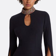 cape-sleeve mermaid gown with jeweled collar – NOCTURNE