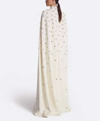 embellished ivory gown with high-neck cape overlay – CELESTIA