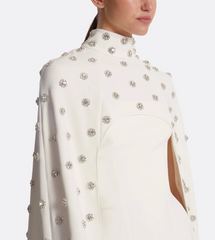 embellished ivory gown with high-neck cape overlay – CELESTIA