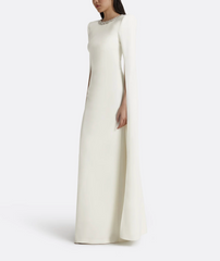 cape-sleeve column gown with crystal neckline – LUMINA