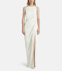 halter-neck gown with knotted waist and slit – LIVIN