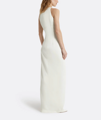 halter-neck gown with knotted waist and slit – LIVIN