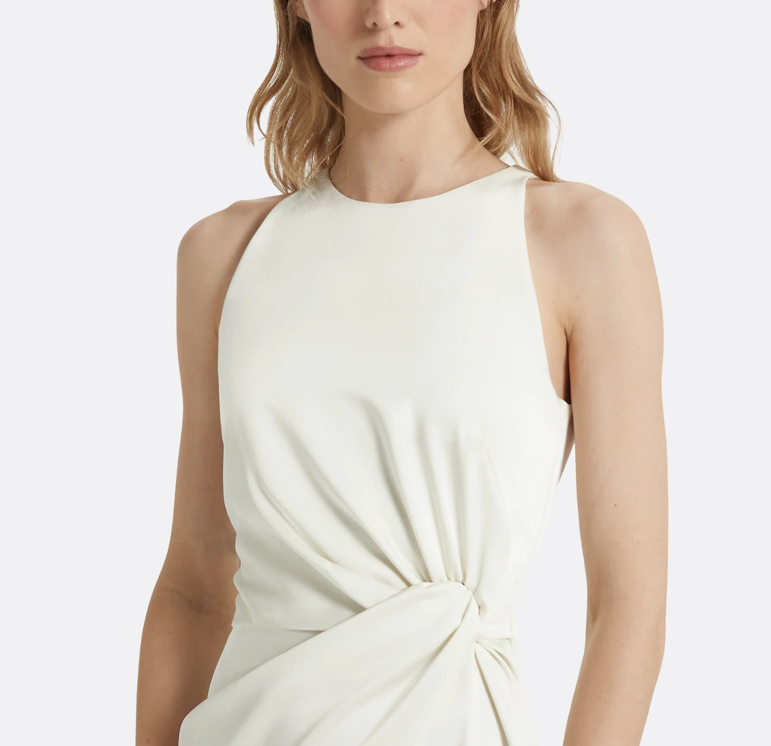 halter-neck gown with knotted waist and slit – LIVIN