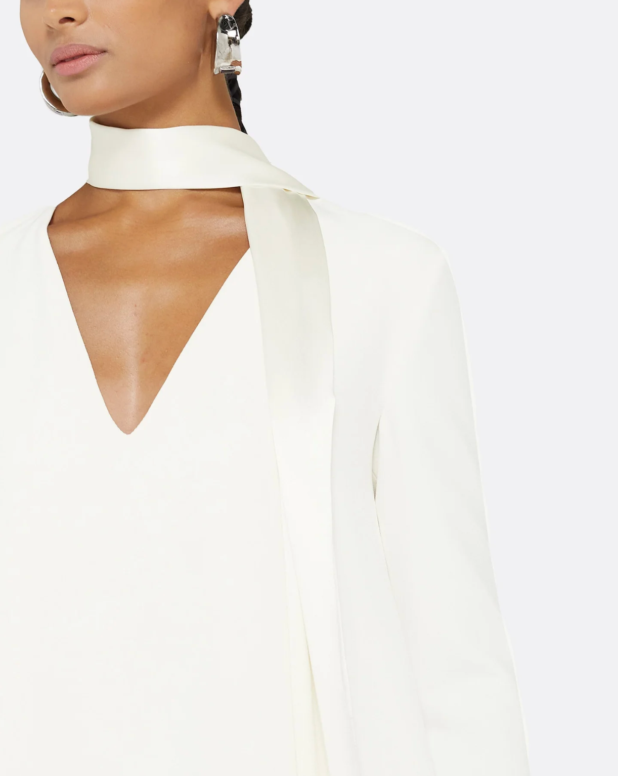 long-sleeve A-line gown with scarf neckline – MIERA