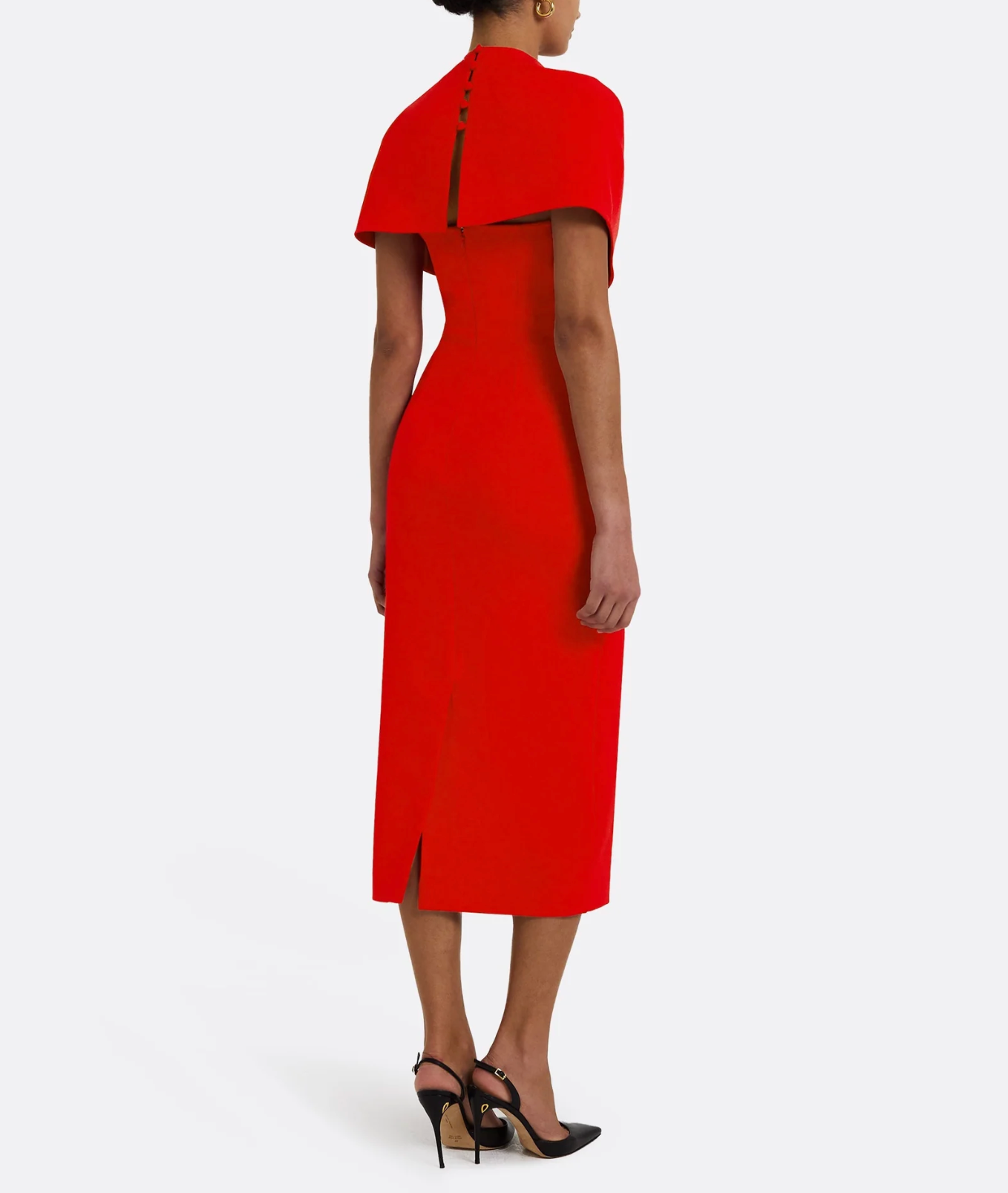 structured midi dress with draped wrap bodice – SCARLET