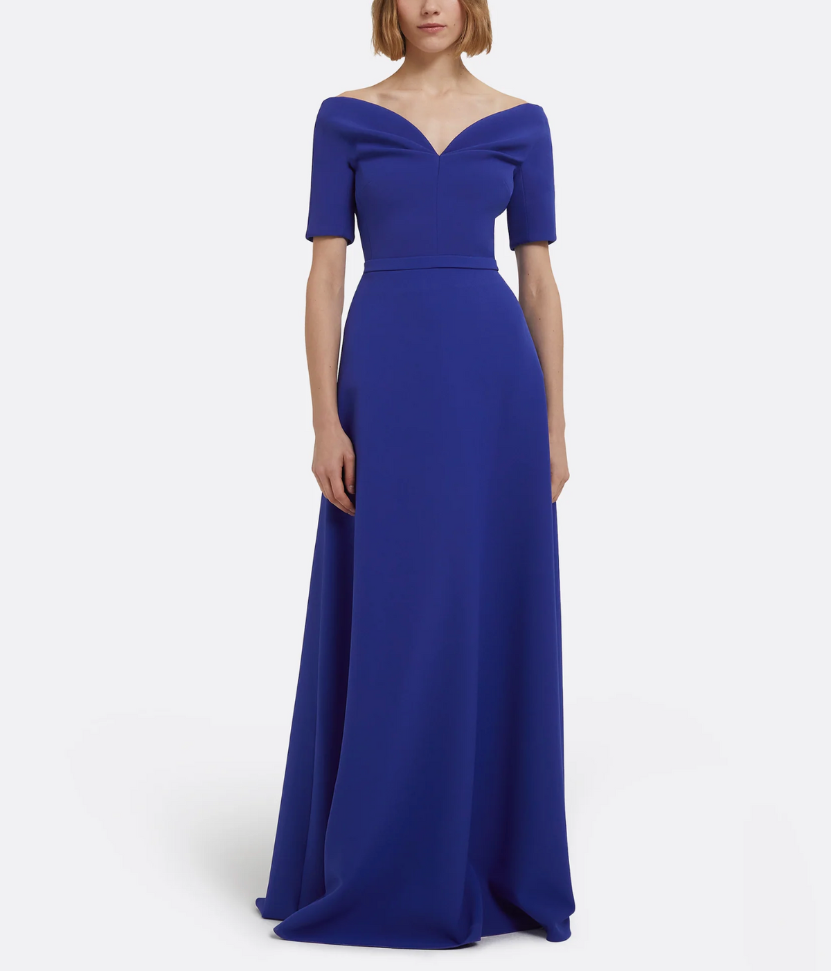 off-shoulder A-line gown with structured bodice – SAPPHIRE