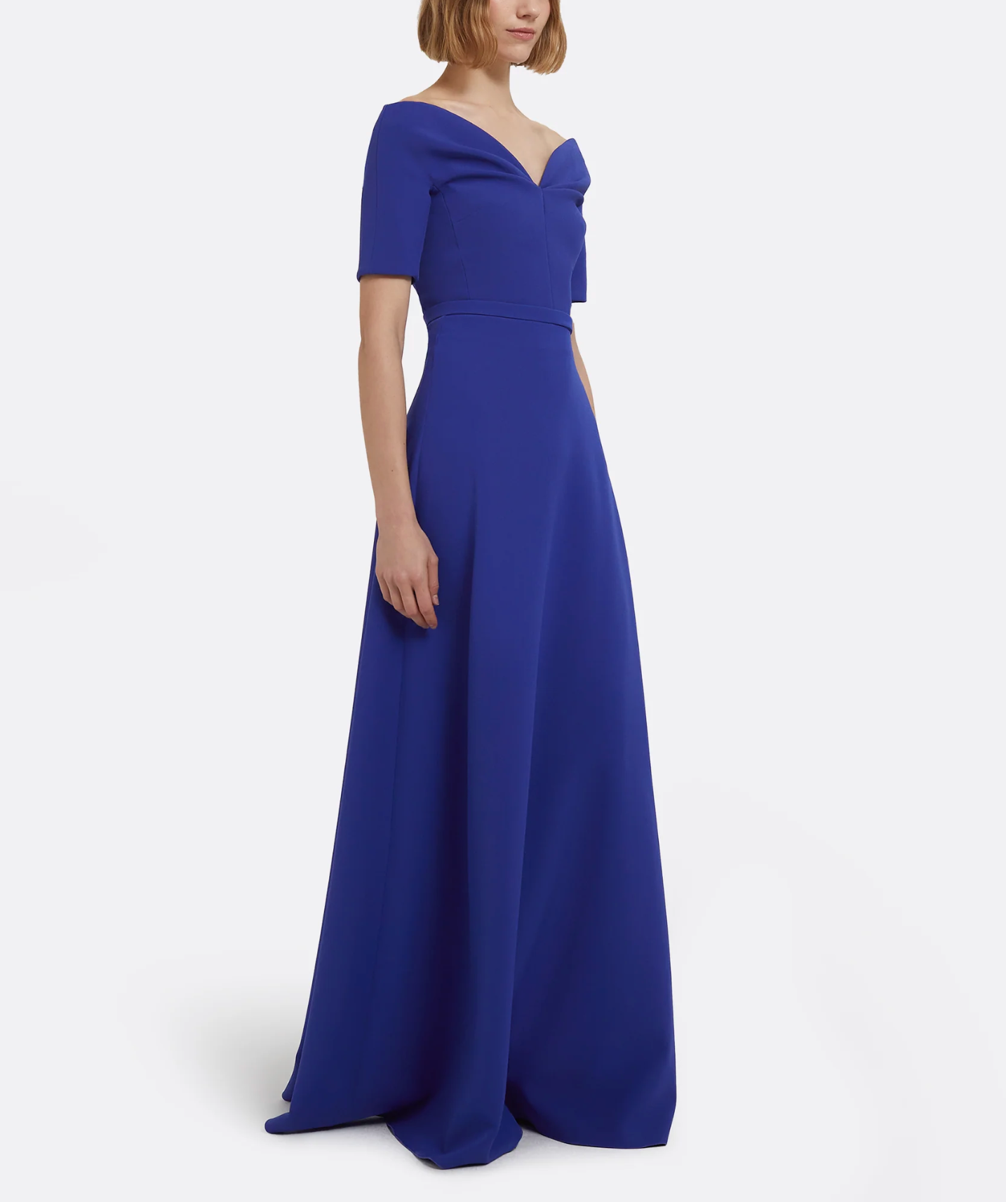 off-shoulder A-line gown with structured bodice – SAPPHIRE