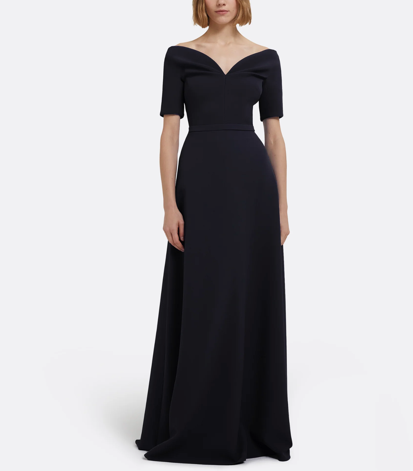 off-shoulder A-line gown with structured bodice – SAPPHIRE