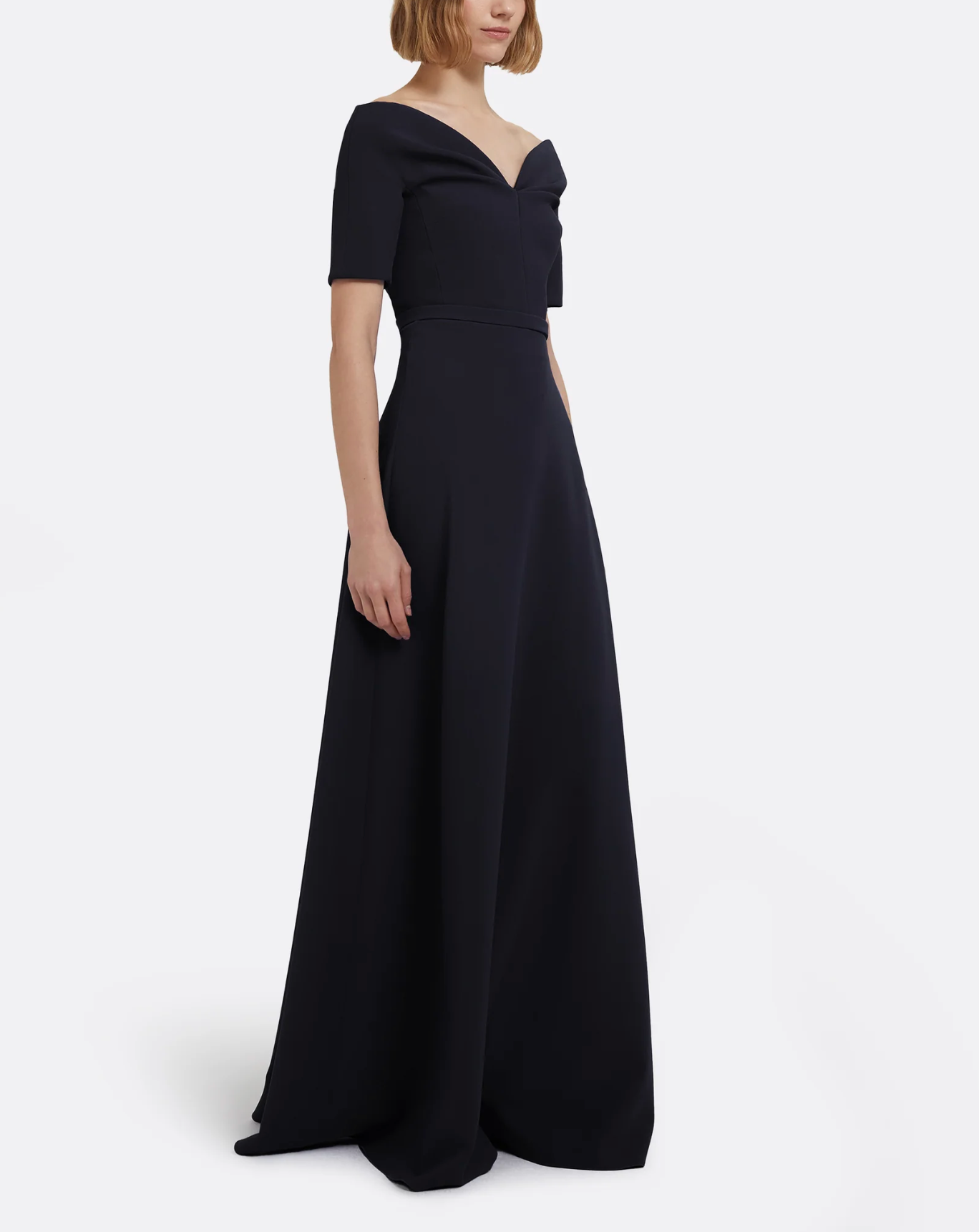 off-shoulder A-line gown with structured bodice – SAPPHIRE
