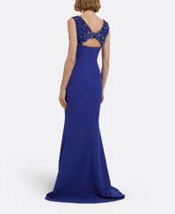 draped neckline gown with embellished straps – AZURE