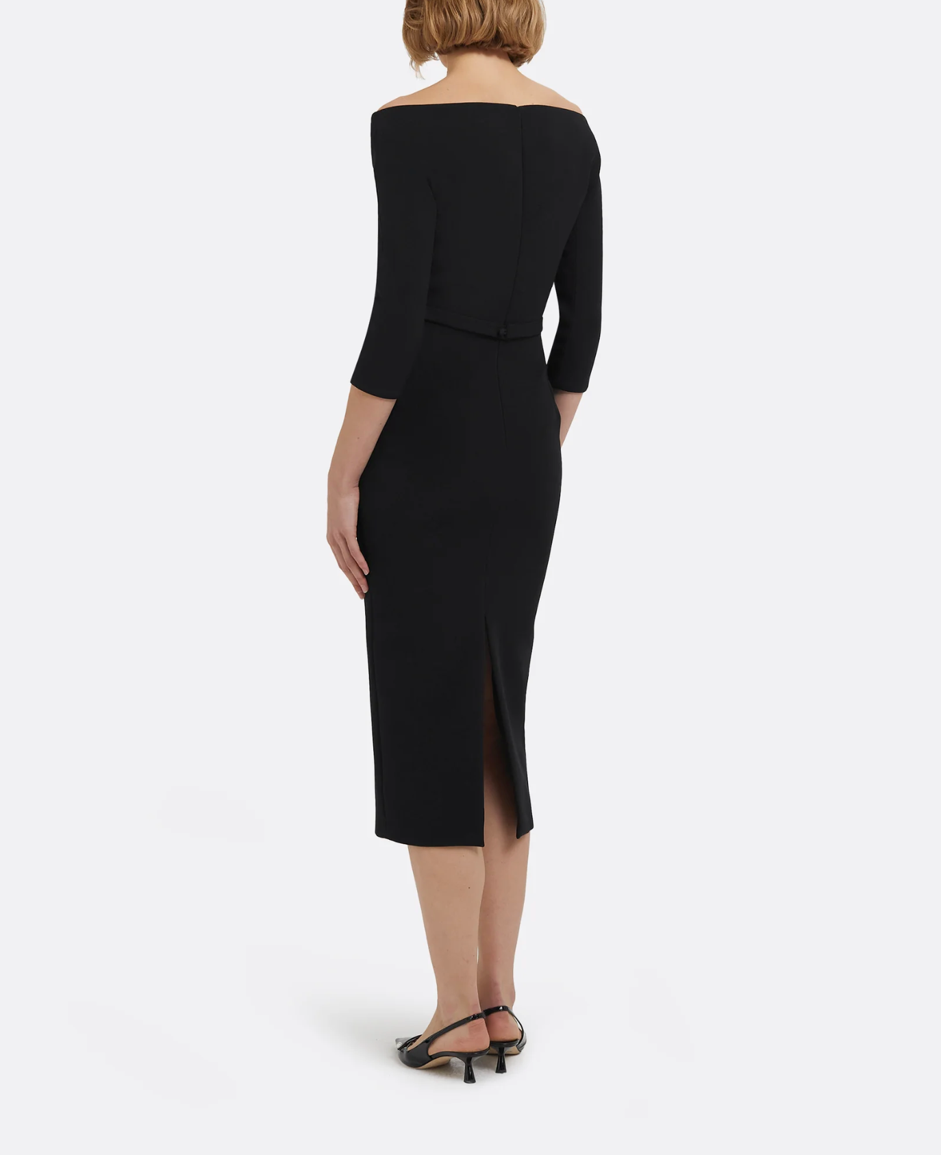 off-shoulder midi dress with ¾ sleeves – NOIDS