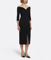 off-shoulder midi dress with ¾ sleeves – NOIDS