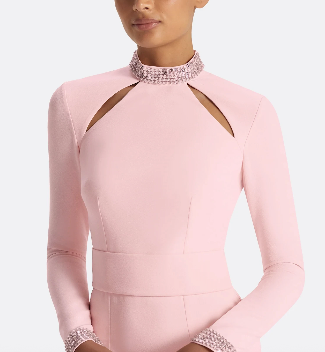 embellished high-neck gown with front cutouts – ROSLE