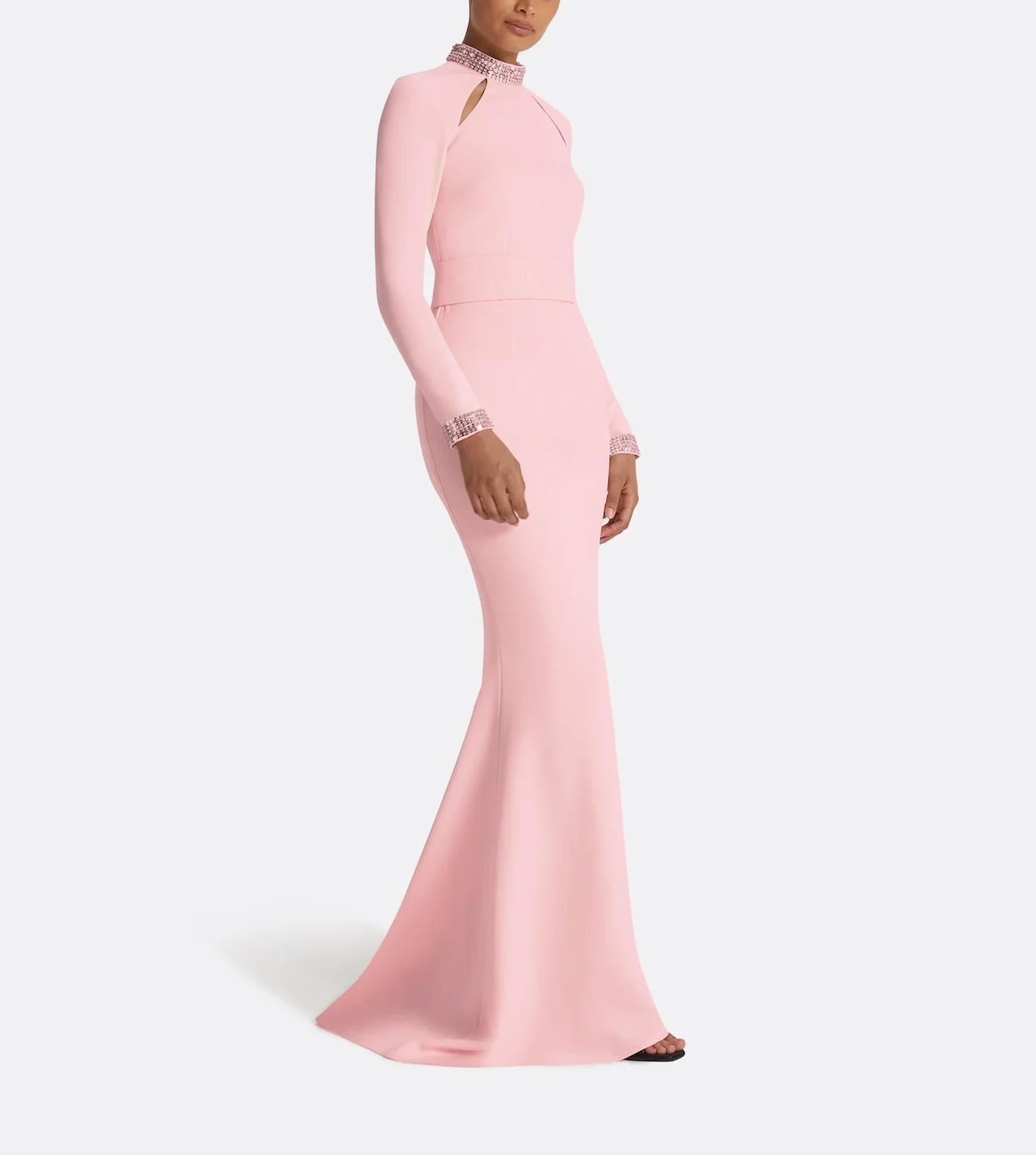 embellished high-neck gown with front cutouts – ROSLE