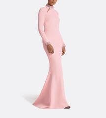 embellished high-neck gown with front cutouts – ROSLE