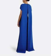 cape-sleeve column gown with high neckline – AZEIR
