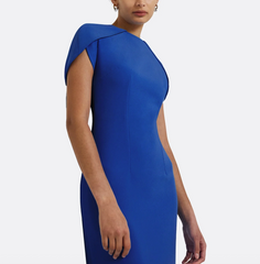 cape-sleeve column gown with high neckline – AZEIR