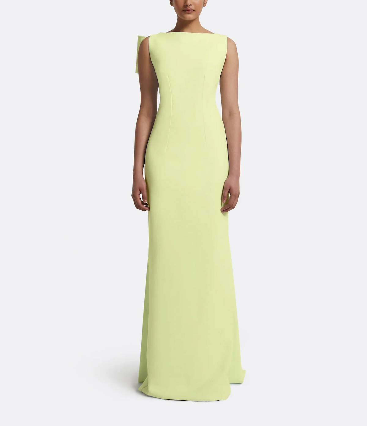 boat-neck column gown with back bow – LUMINA