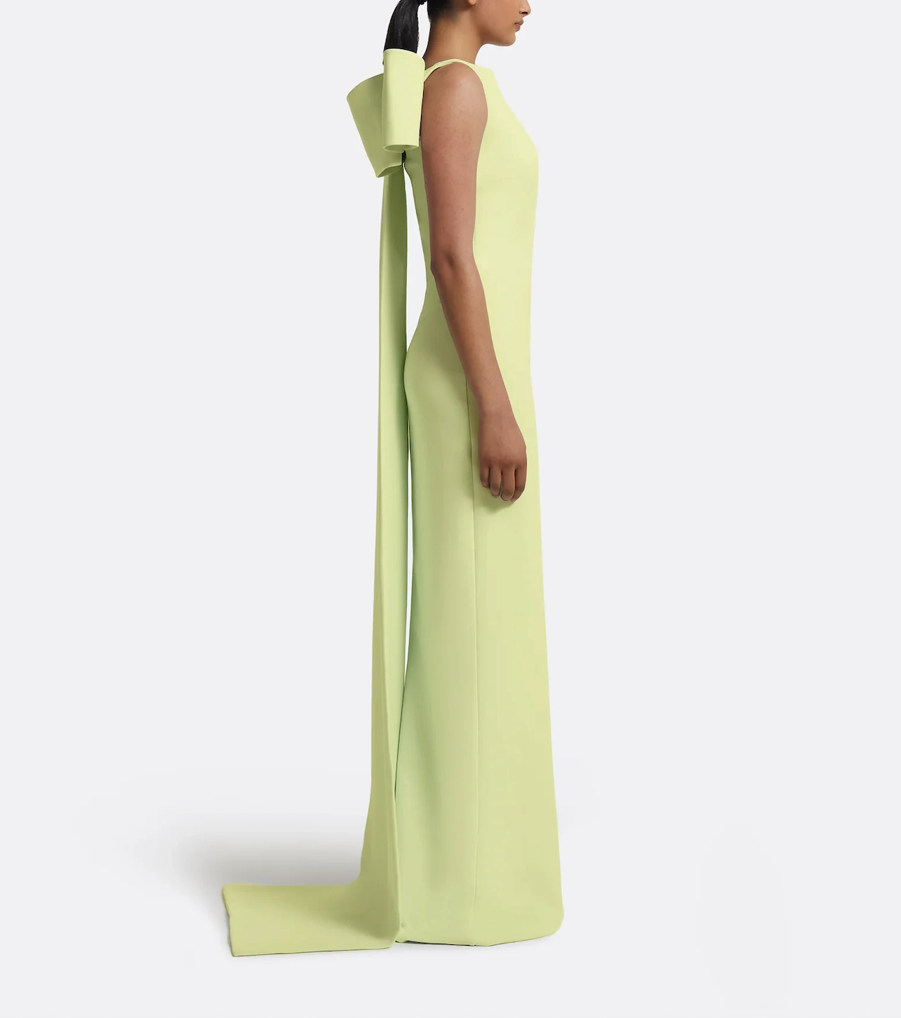 boat-neck column gown with back bow – LUMINA
