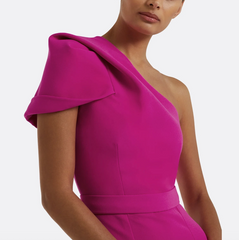 one-shoulder gown with sculpted sleeve – CALOMA