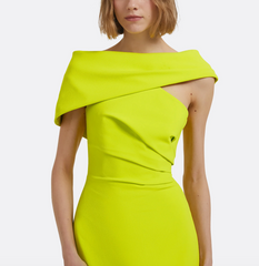 one-shoulder column gown with draped foldover neckline – AULIA