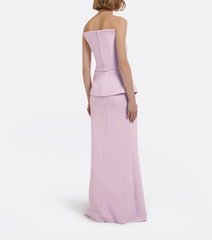 strapless column gown with sculptural side drape – LILIS