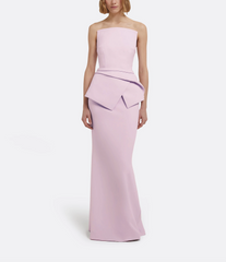 strapless column gown with sculptural side drape – LILIS