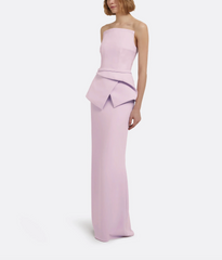 strapless column gown with sculptural side drape – LILIS