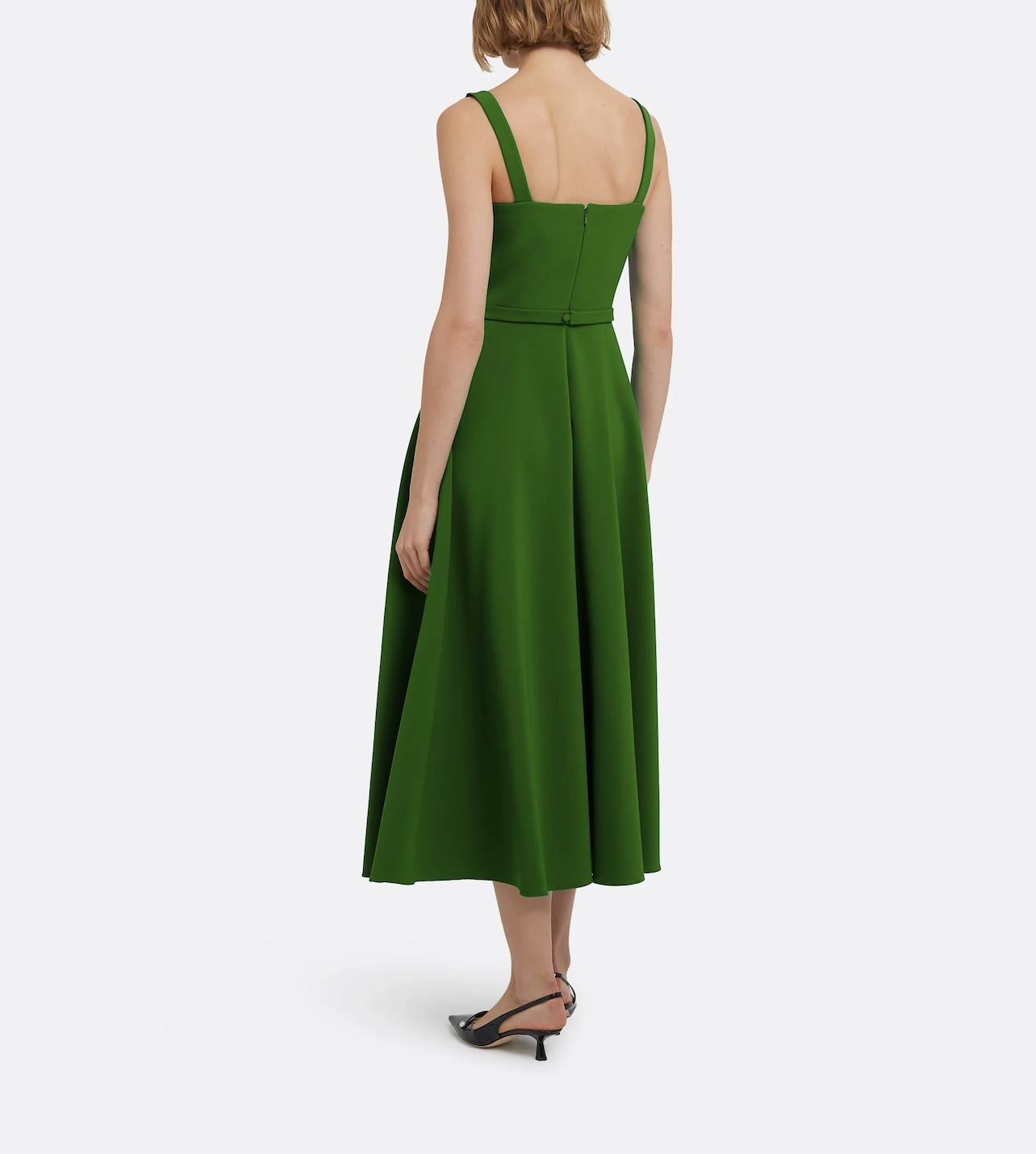 sleeveless fit-and-flare midi dress with belted waist – IVEIL