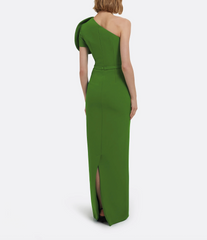 one-shoulder column gown with sculpted sleeve – EMLDA