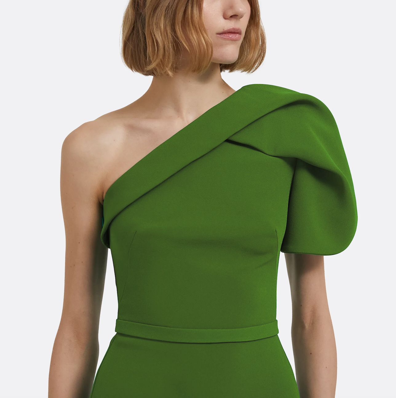 one-shoulder column gown with sculpted sleeve – EMLDA