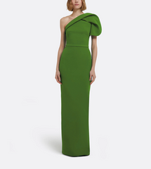 one-shoulder column gown with sculpted sleeve – EMLDA