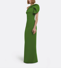 one-shoulder column gown with sculpted sleeve – EMLDA