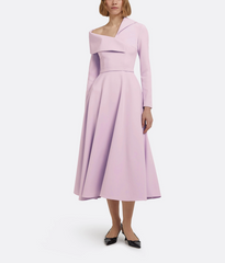 asymmetric midi dress with sculpted neckline – LAVILI