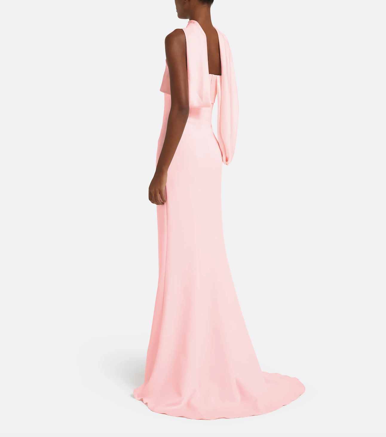 strapless column gown with scarf neckline – BLOSIA