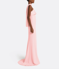strapless column gown with scarf neckline – BLOSIA
