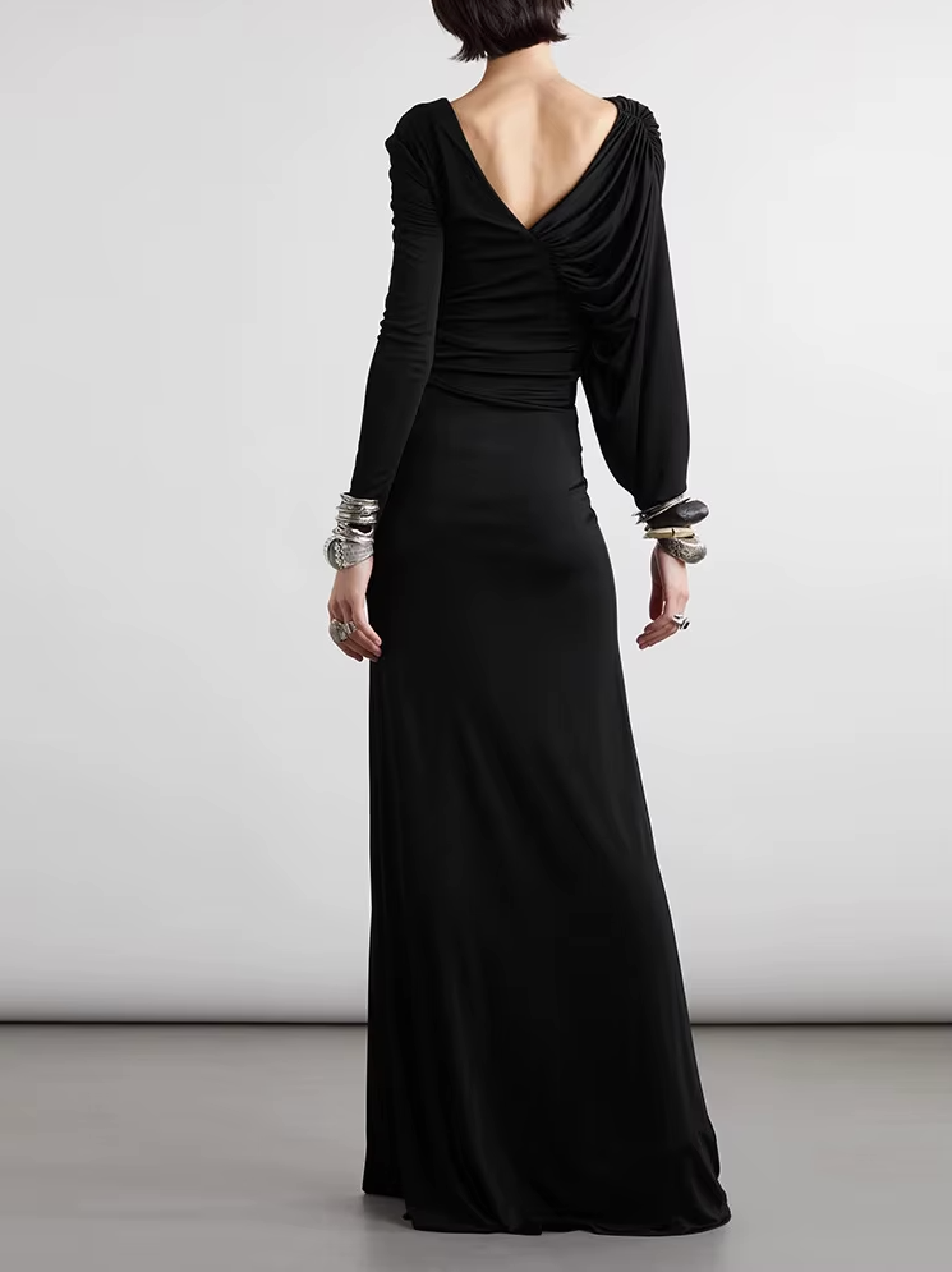Draped Long-Sleeve Asymmetric Dress - Noise
